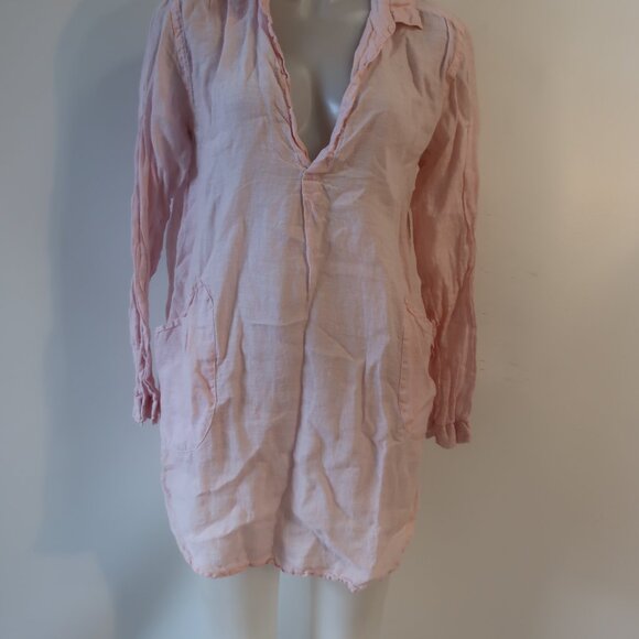 Womens CP Shades Pink 100% Linen Shirt Dress S - Picture 2 of 6